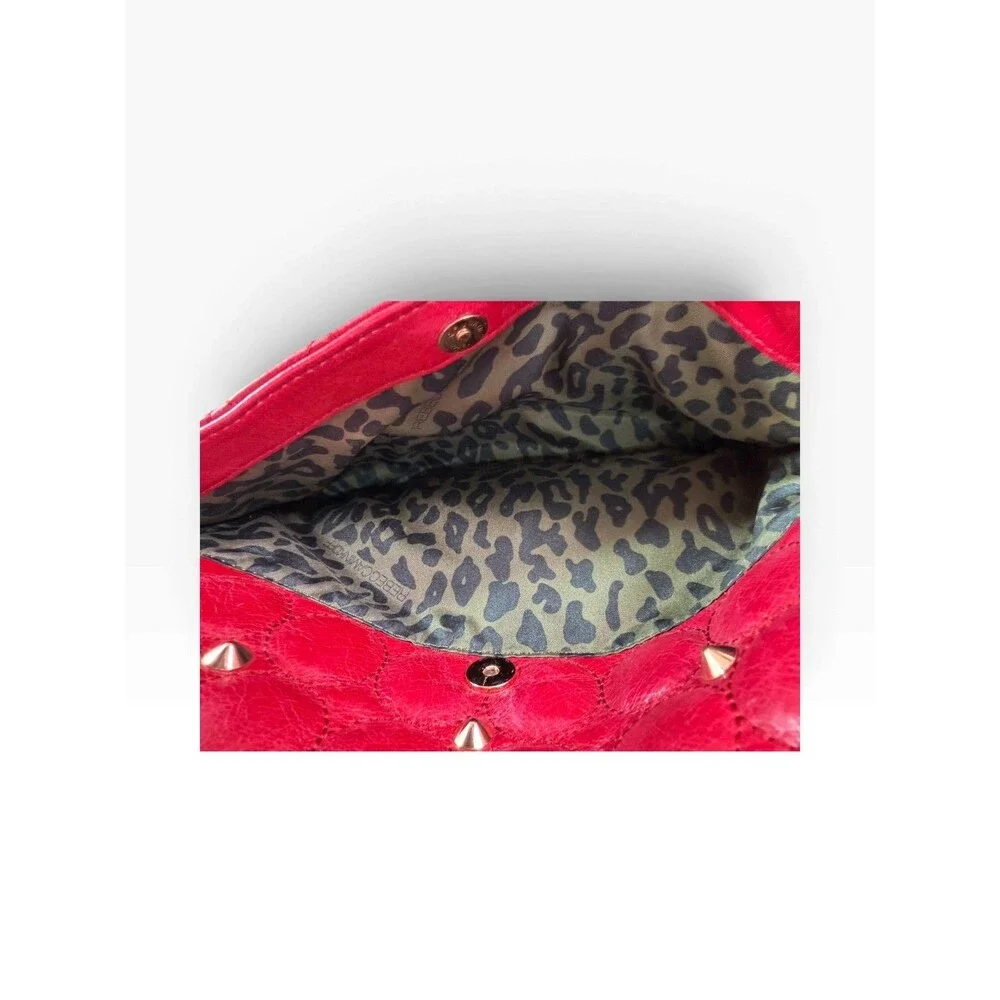 Rebecca Minkoff Studded Quilted Affair Bag Cherry Red Leather Chain Strap $395